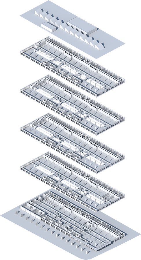 Isometric diagram showing the intermediate architectural status