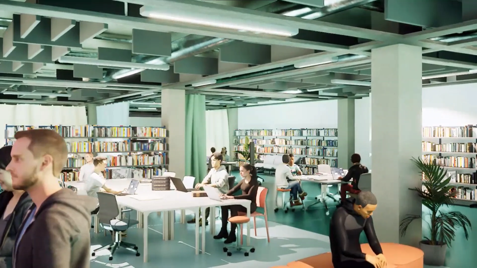 Visualization of an open and flexible library environment with collaborative learning clusters